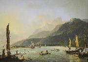 William Hodges Hodges' painting of HMS Resolution and HMS Adventure in Matavai Bay, Tahiti Spain oil painting artist